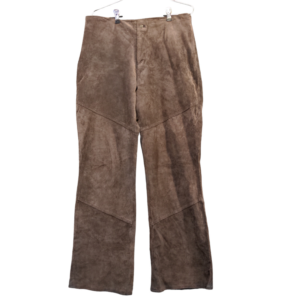 Hypo Active Women's Leather Pants Brown 12 Flat Front Lined Logo